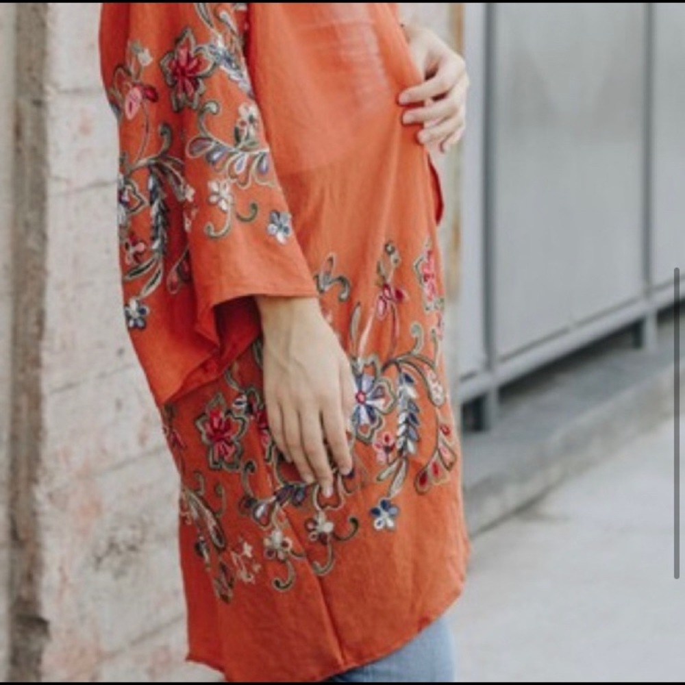 Deep Orange/Rust Kimono Cardigan - Picture 2 of 5